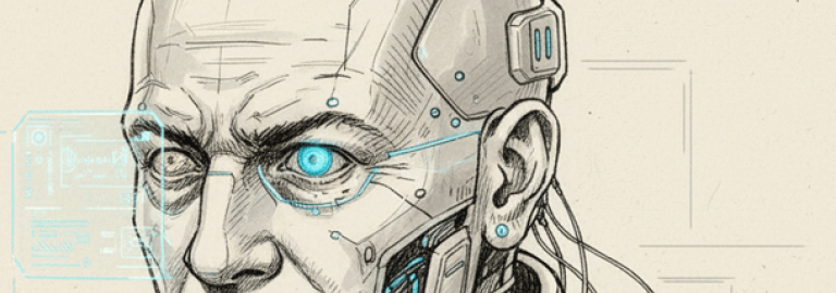 KI-generiertes Titelbild Mensch Cyborg